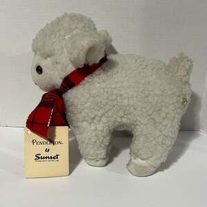Vintage Pendleton & Sunset Magazine Promotional Lamb Plush with Plaid Scarf